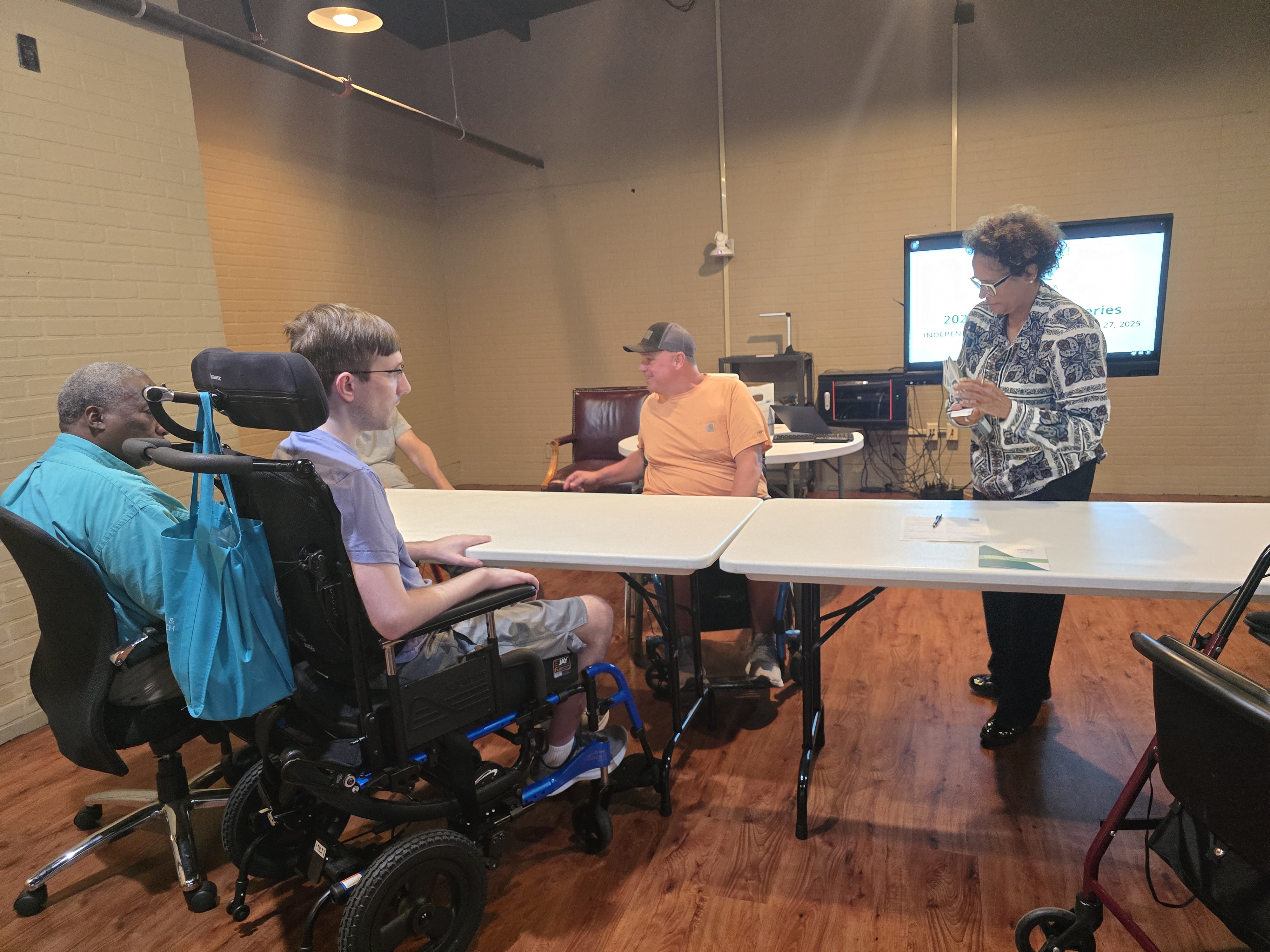 October 2025 — Photo of participants at the October 2025 SCI meeting at ILC Mobile with guest speaker from Alabama ARISE.