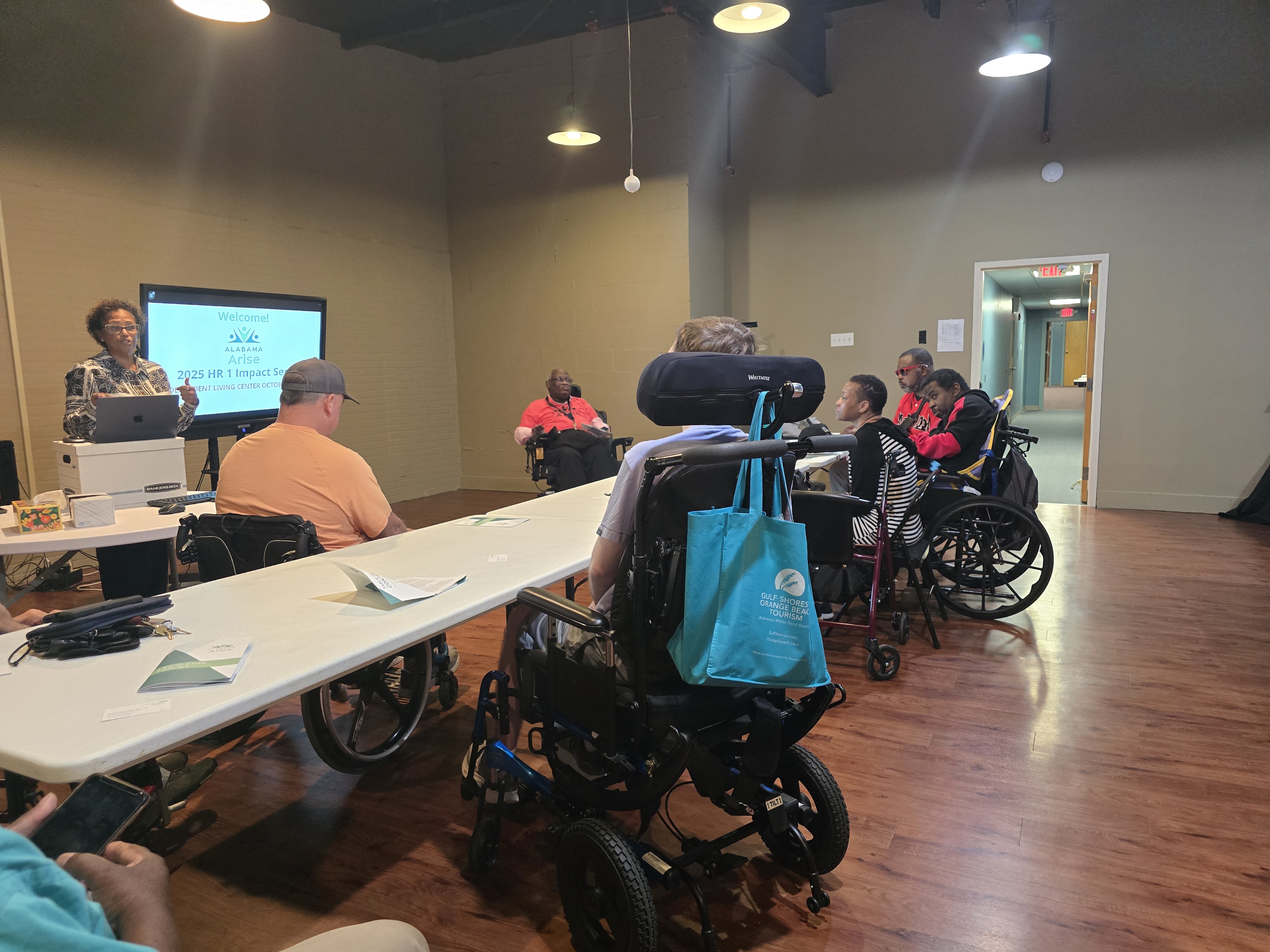 October 2025 — Photo of participants at the October 2025 SCI meeting at ILC Mobile with guest speaker from Alabama ARISE.