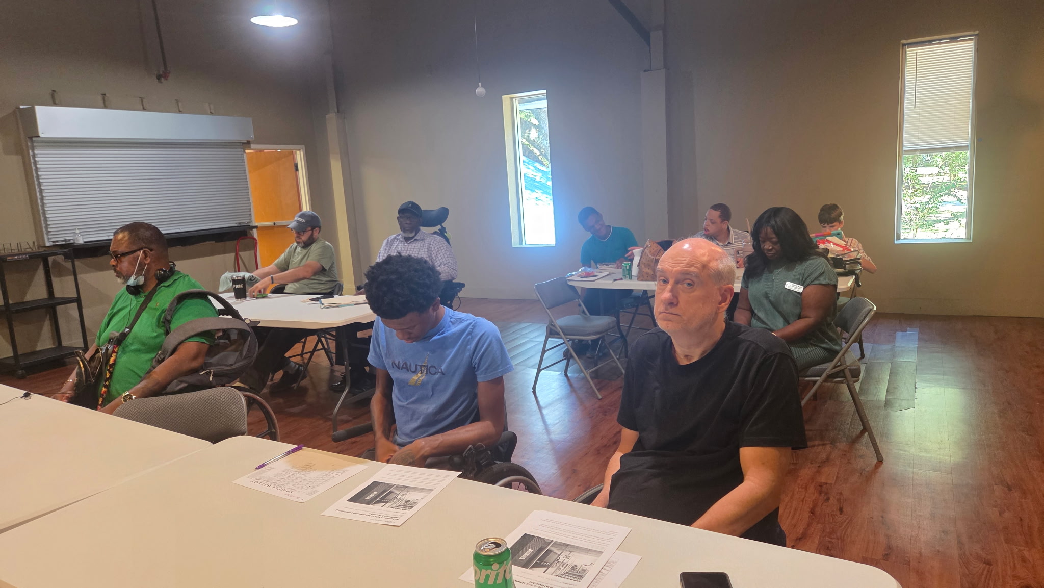 Attendees listening during the September 2026 Spinal Cord Injury Support Group meeting in Mobile, Alabama.