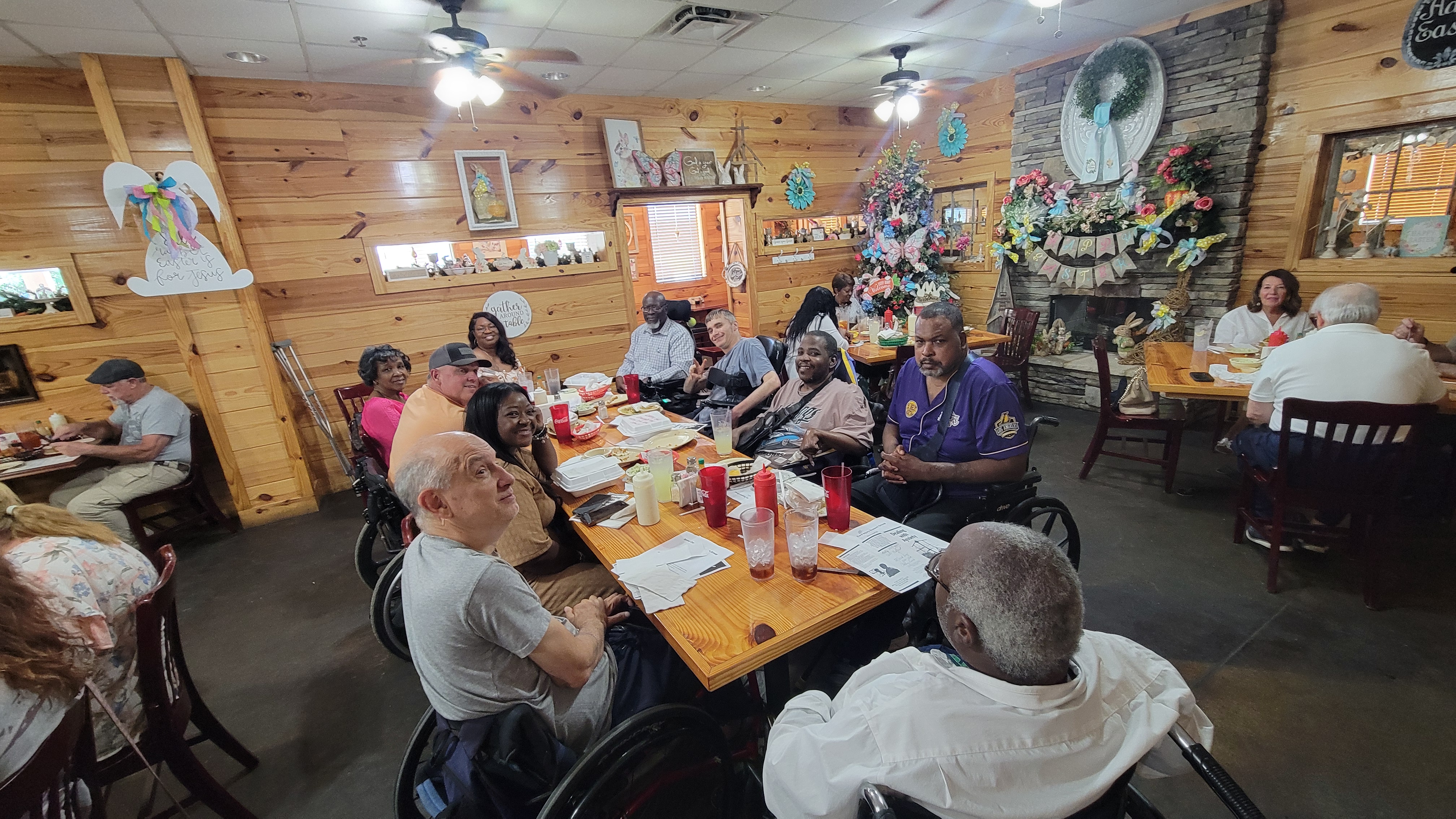 May 2025 SCI support meeting at Loaves & Fishes Family Restaurant in Wilmer, Alabama.