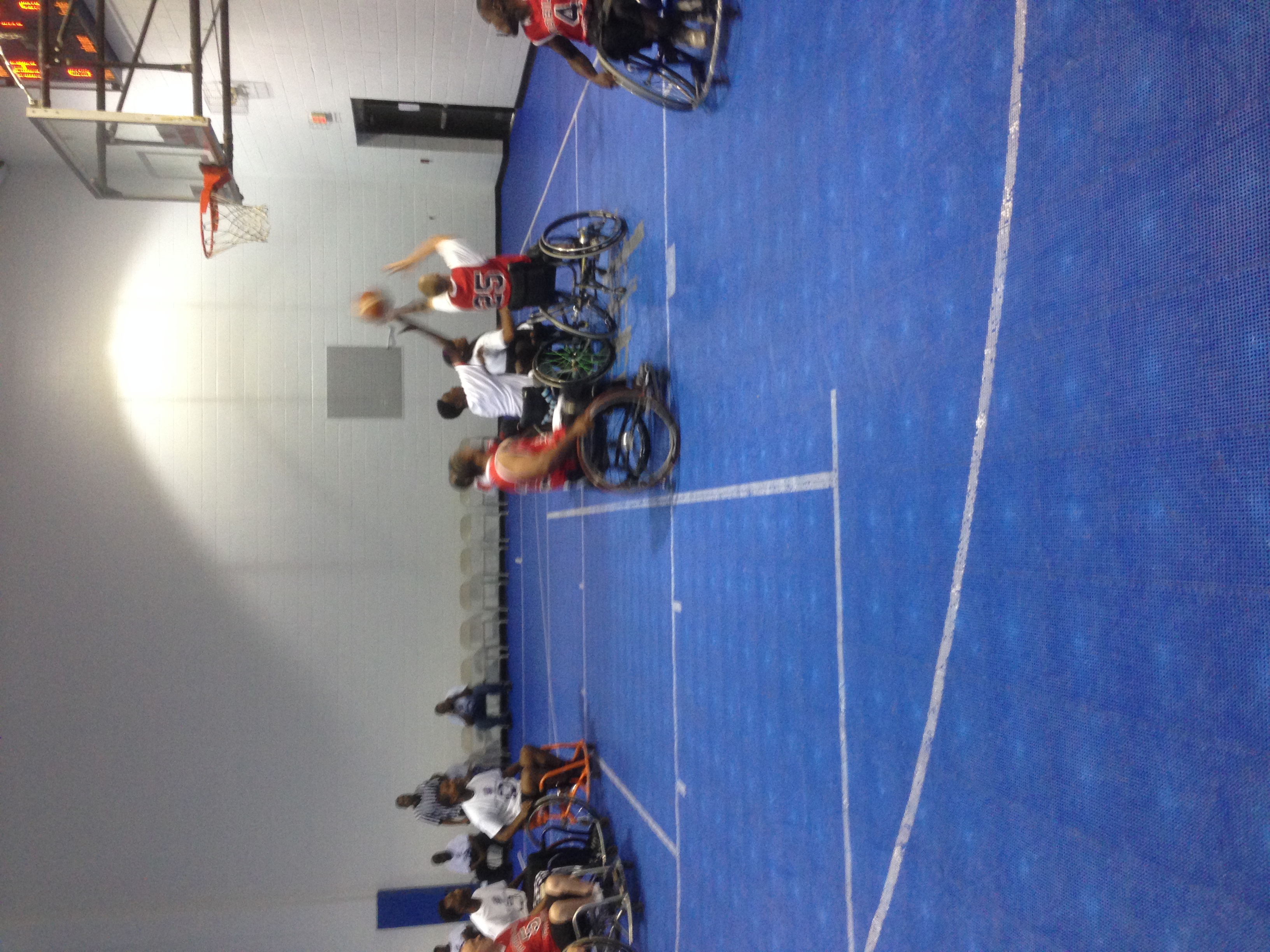 Players maneuvering on the court.