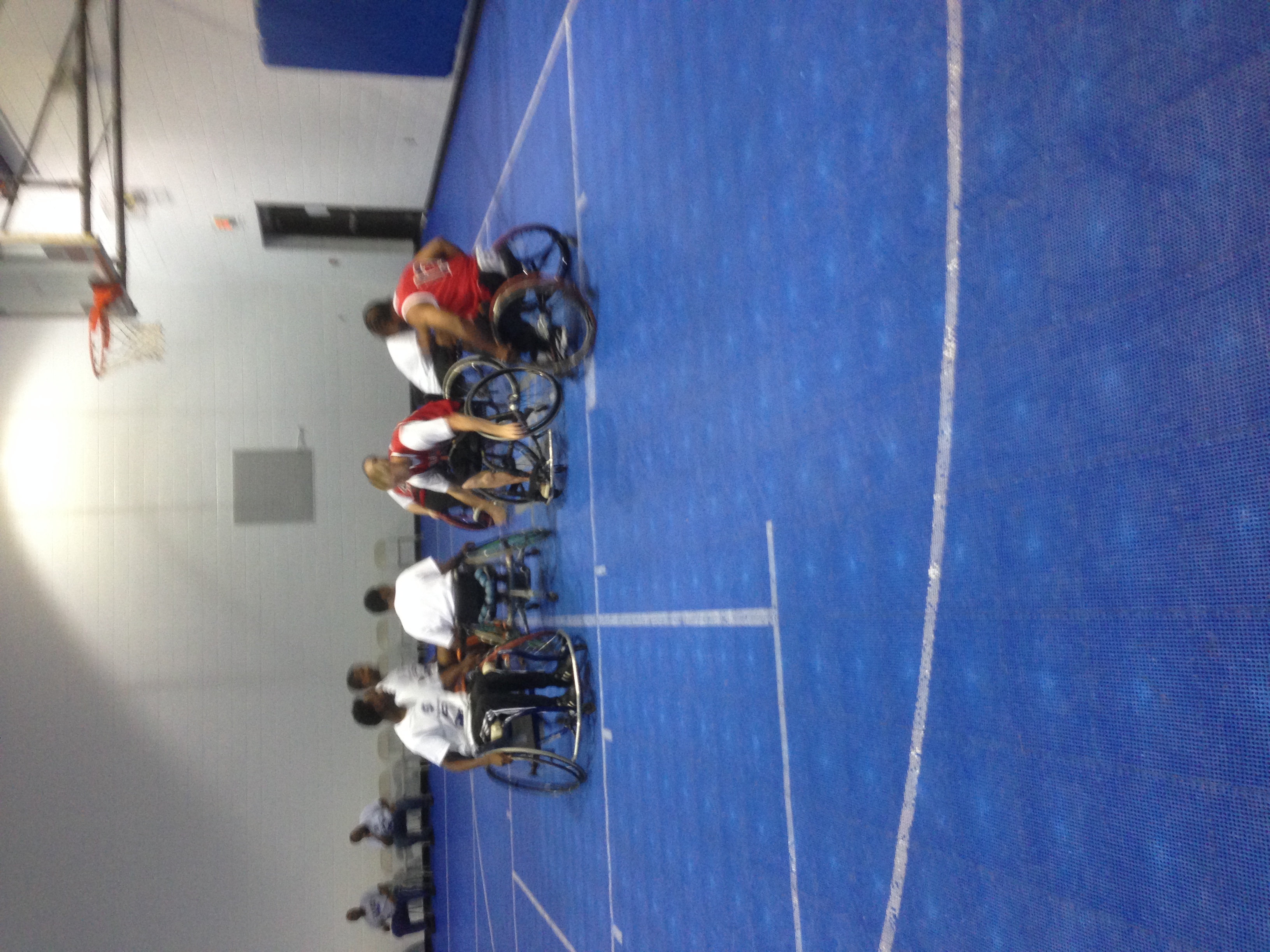Shot attempt during the exhibition game.