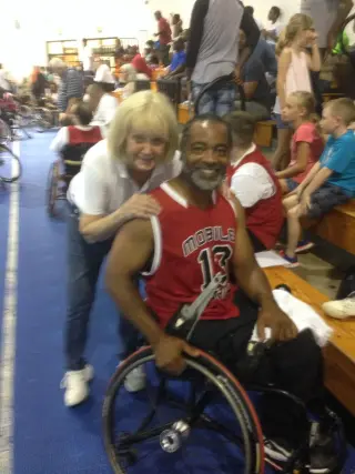 Pat Peterson smiling during peer-support outing